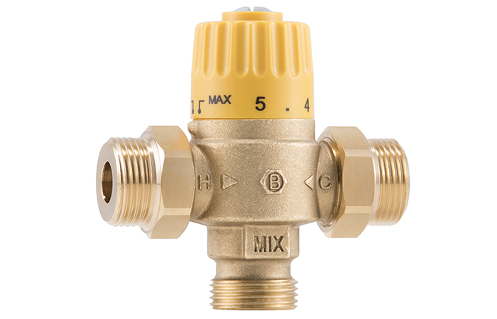 Картинка Термостатический смесительный клапан для гелиосистем c фитингами и обратными клапанами P05.L4 30-65 2.3 G3/4 от интернет-магазина maxiDOM.by